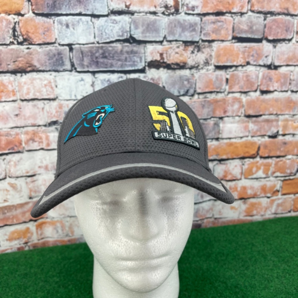 New Era Carolina Panthers Super Bowl 50 Hat Mens OSFM Grey 9FORTY Adjustable Cap